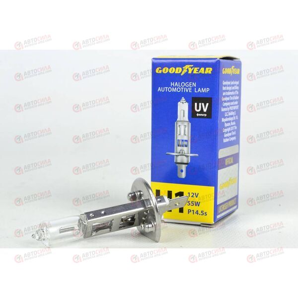 Лампа галоген 12В H1 55 Ватт UV фильтр Goodyear