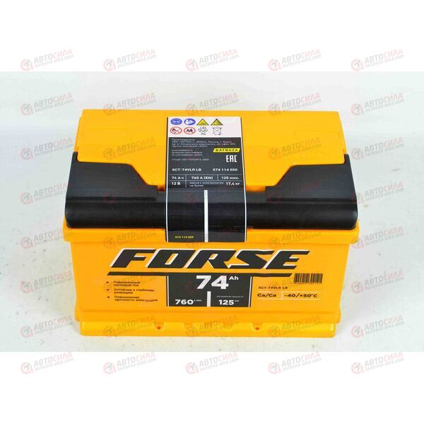Аккумулятор 74VL FORSE (R+) (0) (низ) (пт 760)(278x175x175) 2022 год, изображение 3