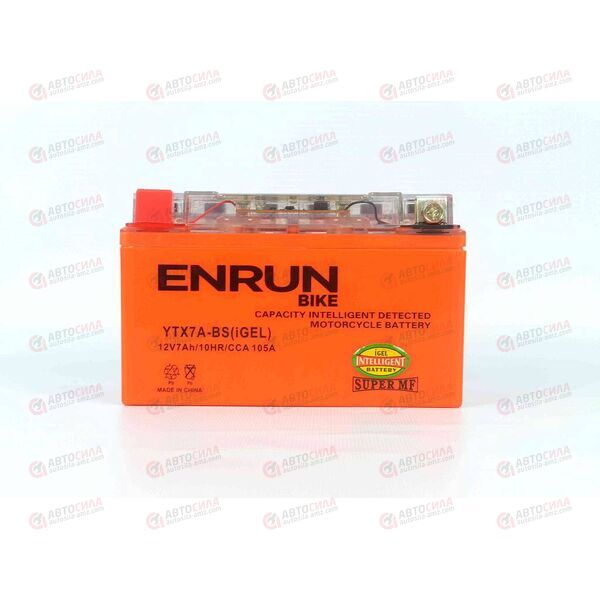 АКБ ENRUN MOTO 12V/7Ah (L+) (SMF) (I-GEL) (пт 105) (YTX7A-BS) (150x87x94) (1шт, уп.8 шт), изображение 2