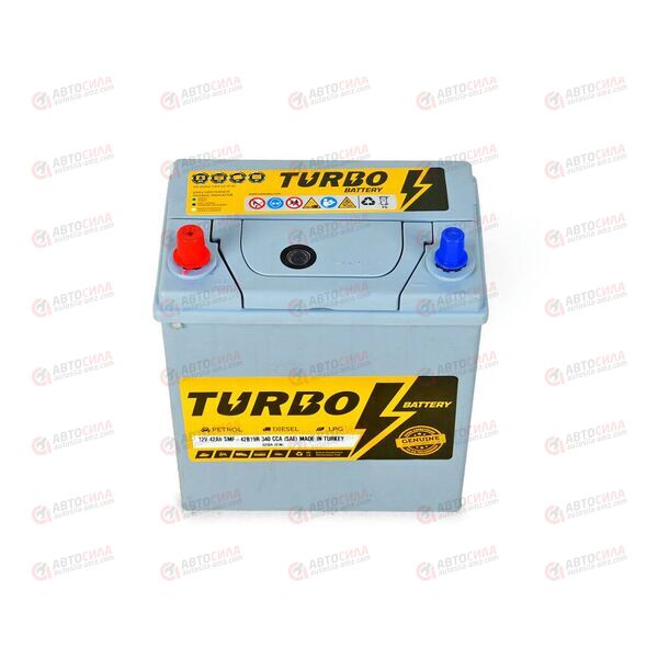 АКБ 42VL TURBO BATTERY ASIA (L+) (1) SMF т.кл (пт 320)(196х136х220) без. н.креп. ТУРЦИЯ, изображение 3