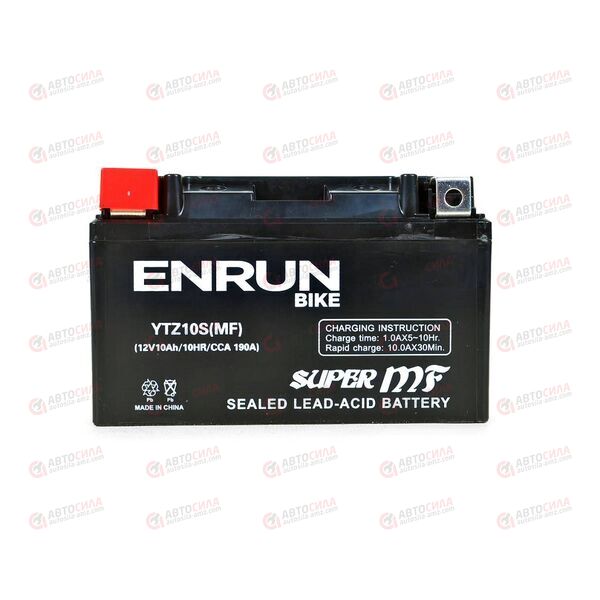 АКБ ENRUN MOTO 12V/10Ah (L+) (MF) (AGM) (пт 190) (YTZ10S) (150x87x94)(1шт, уп.8 шт), изображение 2