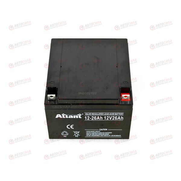 АКБ ИБП ATLANT 12V/26Ah (R+) (0) SMF (166x175x125) (1шт, уп 1 шт), изображение 3