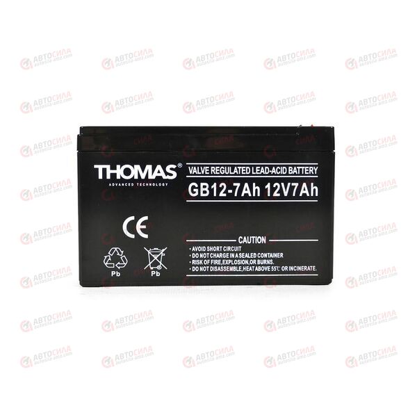 АКБ ИБП THOMAS 12V/7Ah (L+) (1) SMF (151x65x94) (1шт, уп 8 шт), изображение 2