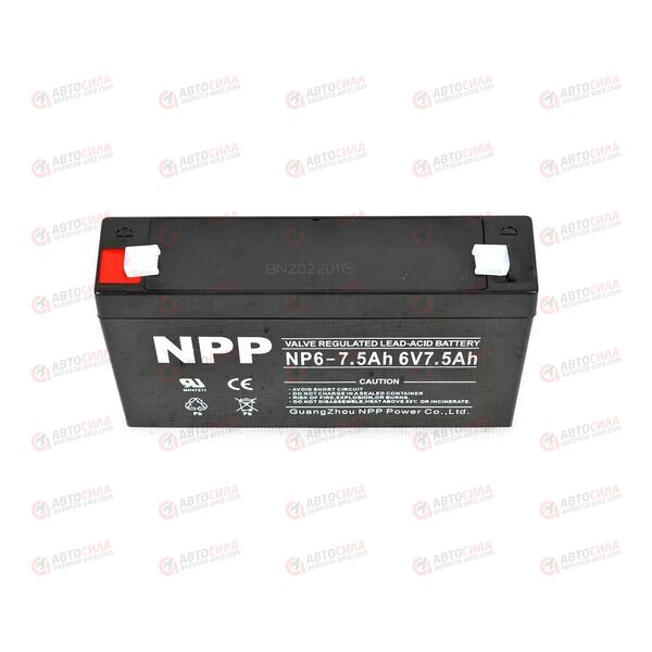 АКБ ИБП NPP 6V/7,5Ah (L+) (1) SMF (151x34x94/100) (1шт, уп 10 шт), изображение 3
